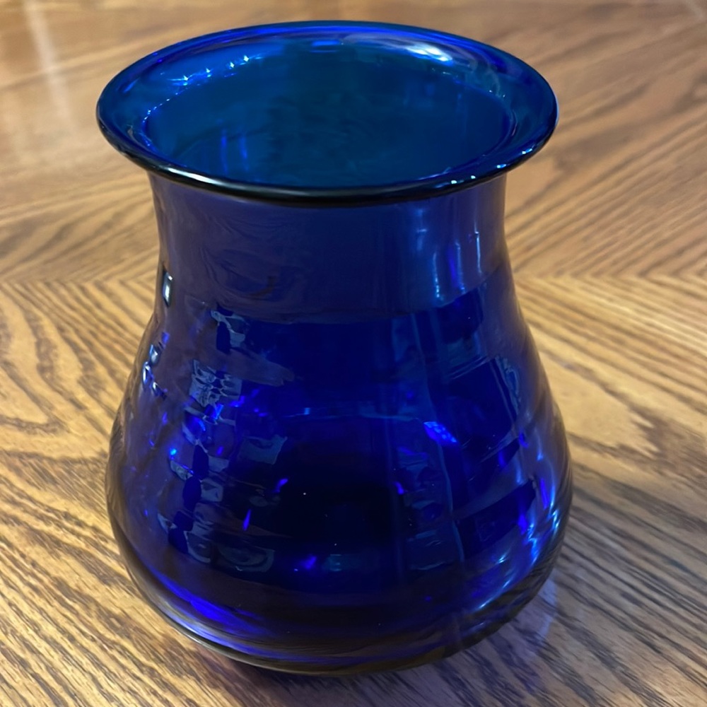 Hand Blown Cobalt Blue Glass Honey Bee Hive Vase
